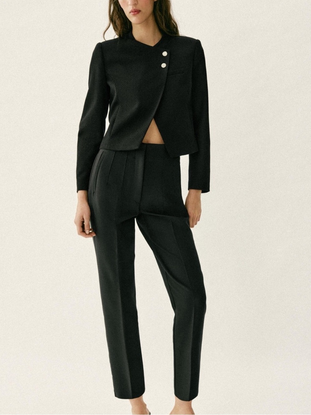 Zara Black Tailored High-Rise Trousers